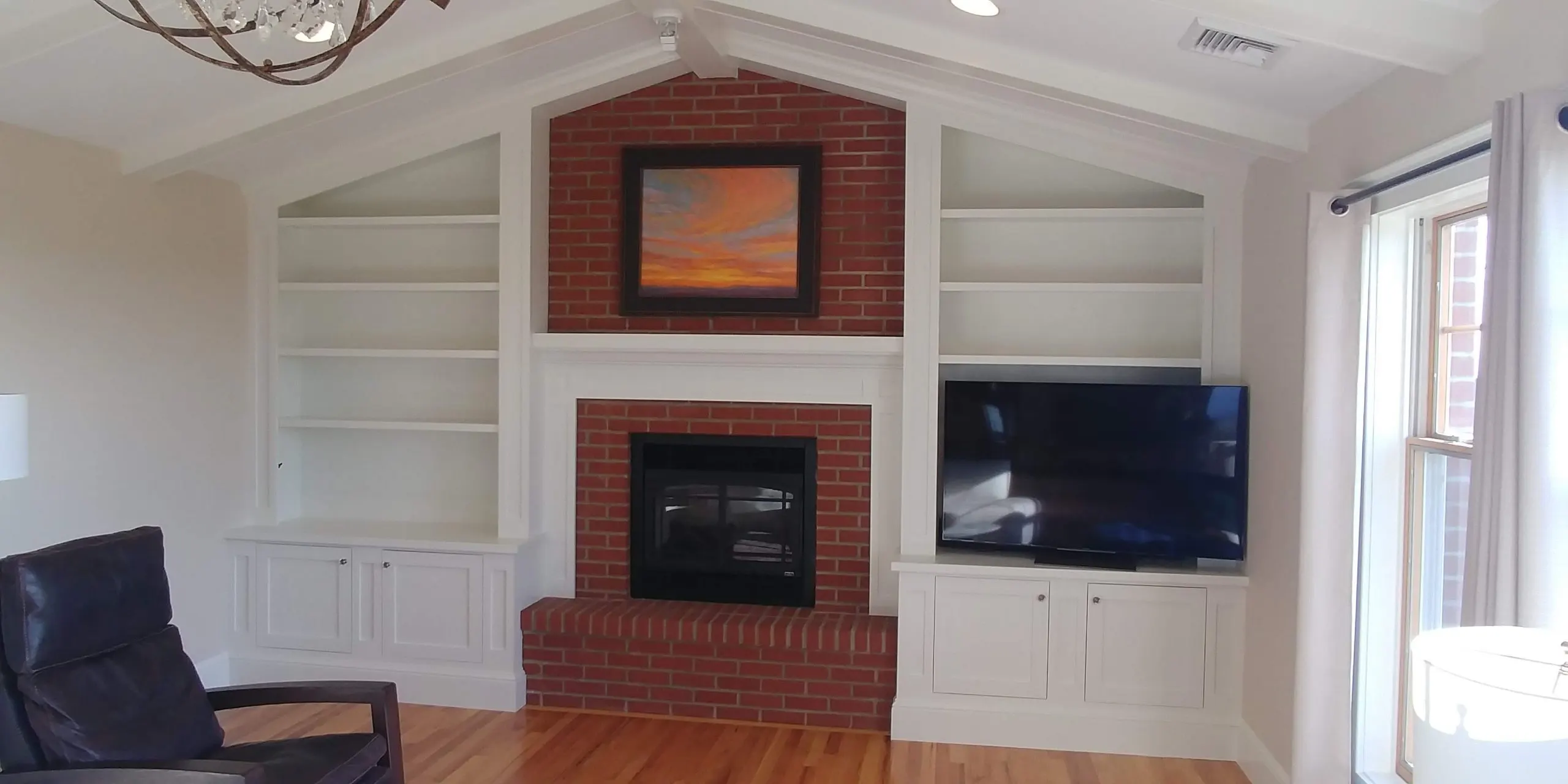 Shelves Built Around Fireplace